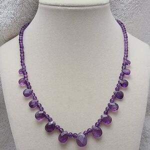 Elegant Purple Amethyst Faceted & Beaded Necklace